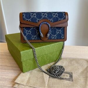 Gucci Dionysus Super Mini Denim Crystal Bag